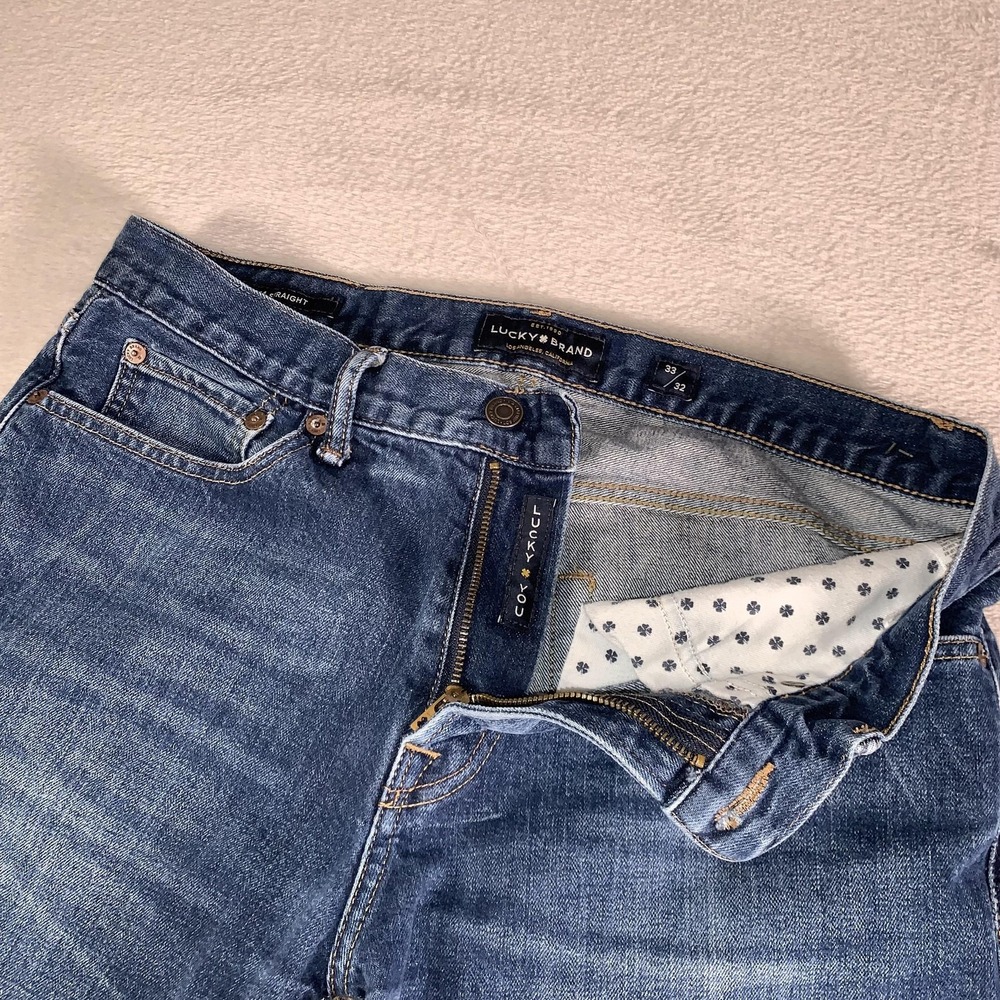 Lucky Brand 221 Straight Jeans Mens 33x32(32x29) Blue Denim Medium Wash Straight